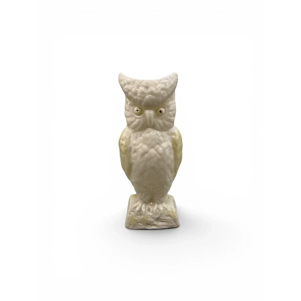 Belleek Ireland Horned Owl Figurine Green Mark‎ 8